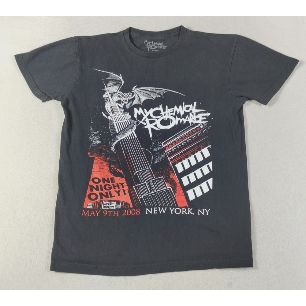 My Chemical Romance Shirt Mens Large Black 2008 NYC Concert One Night Only Tee